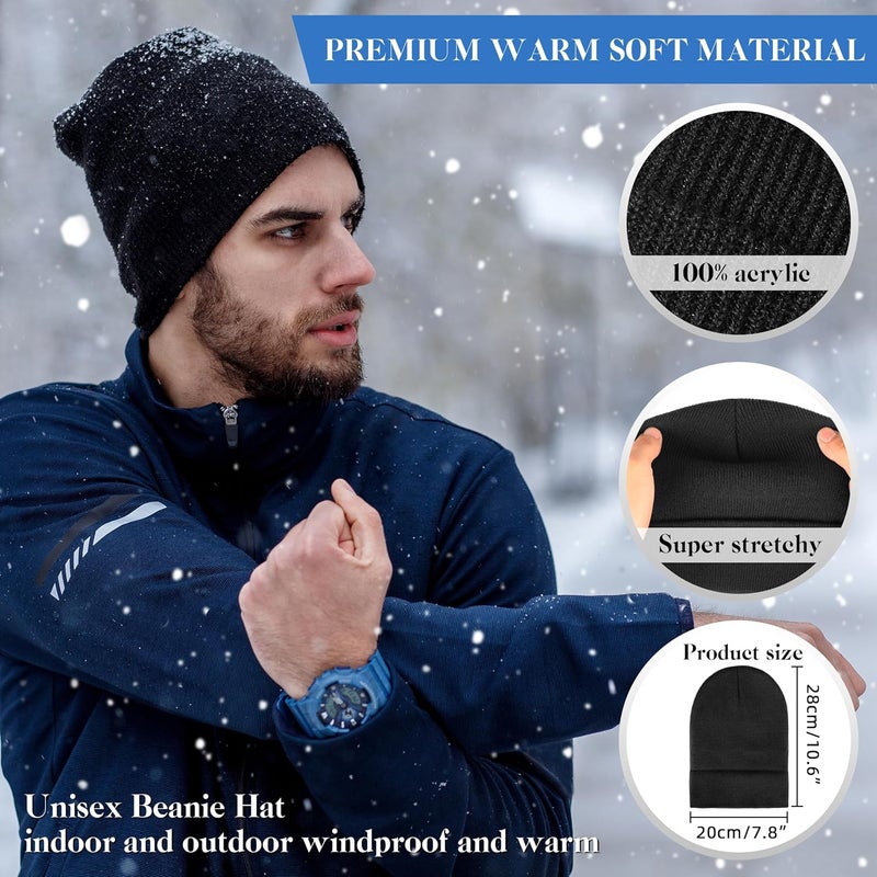 lucdnc Beanies for Men Women 2 Pack Fall Winter Men's Hats Unisex Warm Knit Skullies Beanies Soft Ski Caps - Image 2